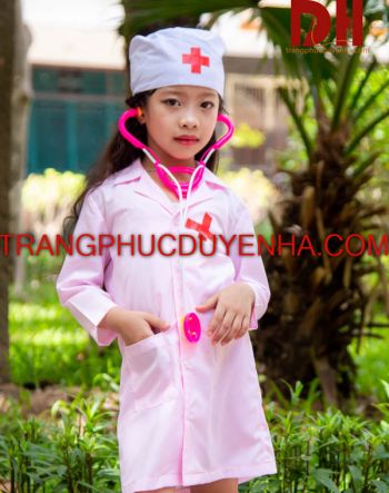 Trang phục y tá – bác sĩ trẻ em màu hồng nhạt TPPV13
