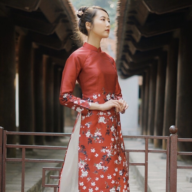May áo dài vải tafta