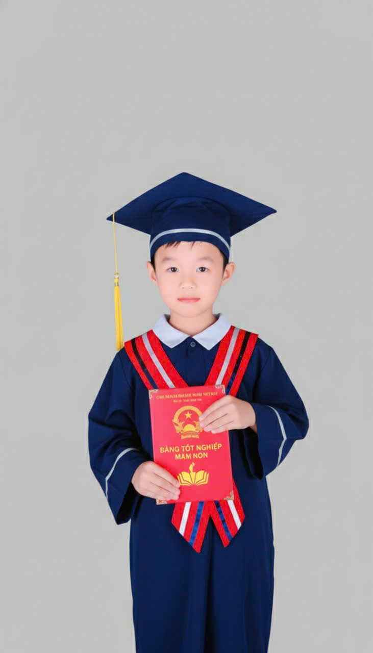 áo cử nhân phối xanh dương